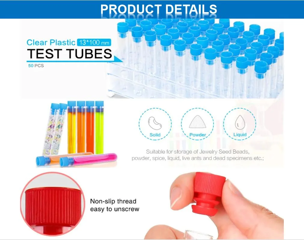 Different Sized Flat Bottom Glass Test Tube with Bead Rim for Lab Testing or Air Plant Terrariums